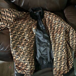 Fendi Black and Peach Patterned Jacket